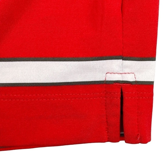 Nike Golf Polo Mens Large Stripe Print Performance Stretch Shirt Red - Picture 7 of 15